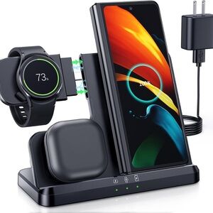 LK 3-in-1 Wireless Charging Dock for Samsung Galaxy iPhone I Watch Earbuds
